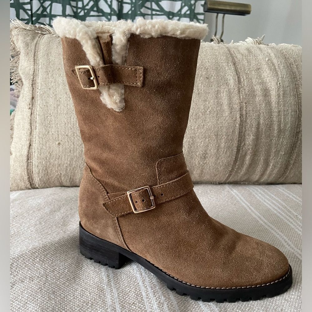 Talbots Brown camel Suede Winter Boots with Shearling lining size 7 M